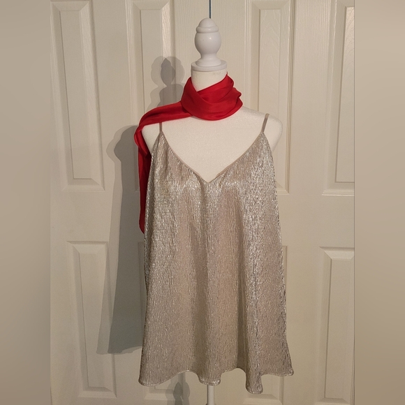 Ann Taylor Loft Champagne Lamé Camisole XL - Picture 1 of 4
